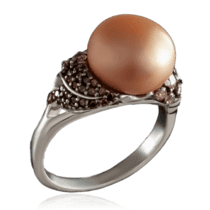 обзорное фото Серебряное кольцо с жемчугом 023236  Серебряные кольца со вставками