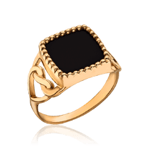 обзорное фото Кольцо золотое в современном дизайне с агатом 034187 Золотые кольца обзорное фото Кольцо золотое в современном дизайне с агатом 034187  Золотые кольца