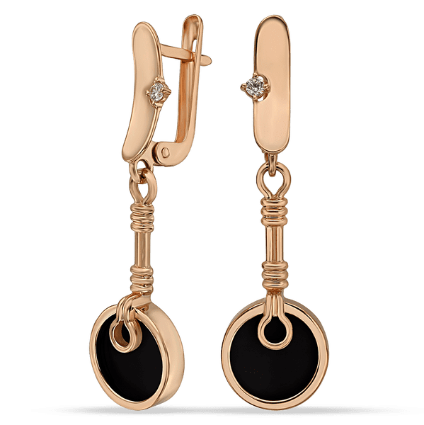 Золотые серьги с агатом Фантазия 036193 детальное изображение ювелирного изделия Золотые серьги