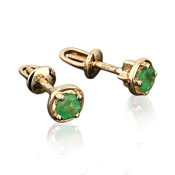 Серьги из красного золота с изумрудами 2050.0 детальное изображение ювелирного изделия Золотые серьги с изумрудами