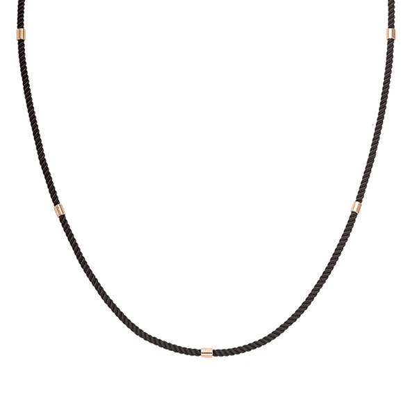 Чорний ювелірний шнурок з золотими вставками 035354 детальне зображення ювелірного виробу