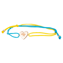 обзорное фото Браслет "Україна єдина", жёлто-голубой шнурок с золотыми бусинами и сердечком 037425 Женские золотые браслеты обзорное фото Браслет "Україна єдина", жёлто-голубой шнурок с золотыми бусинами и сердечком 037425  Женские золотые браслеты