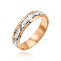 обзорное фото Обручальное кольцо из комбинированного золота з алмазной гранью 036693 Золотые кольца обзорное фото Обручальное кольцо из комбинированного золота з алмазной гранью 036693  Золотые кольца