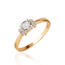 обзорное фото Золотое кольцо с бриллиантом 027642  Золотые кольца с бриллиантами