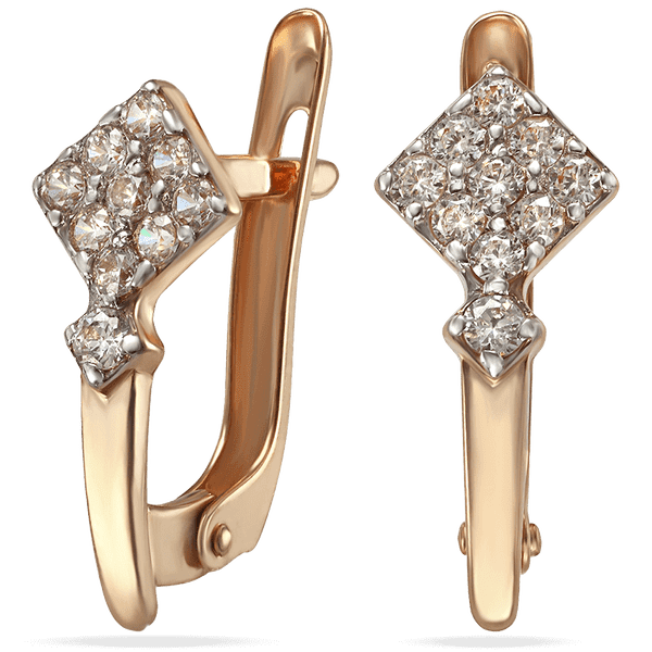 Золотые серьги с фианитами Элегантность на английской застежке 039024 детальное изображение ювелирного изделия Золотые серьги с фианитом Золотые серьги с фианитами Элегантность на английской застежке 039024 детальное изображение ювелирного изделия Золотые серьги с фианитом
