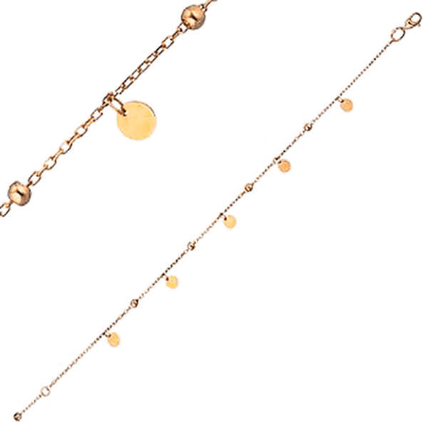 Тонкий золотой браслет с подвесками Монетки 037023 детальное изображение ювелирного изделия Золотые браслеты