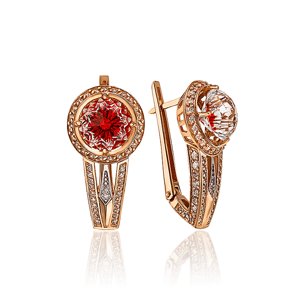 Золотые серьги с горным хрусталем Пылающий Лед 033383 детальное изображение ювелирного изделия Золотые серьги Золотые серьги с горным хрусталем Пылающий Лед 033383 детальное изображение ювелирного изделия Золотые серьги