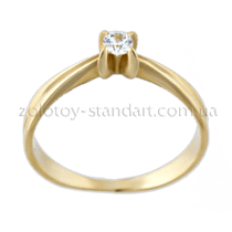 обзорное фото Золотое кольцо с фианитом 140485  Золотые кольца для помолвки с цирконием