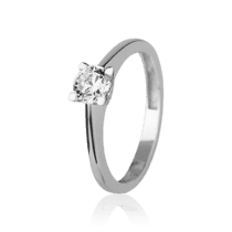 обзорное фото Кольцо для предложения в белом золоте с фианитом 027511  Золотые кольца для помолвки с цирконием