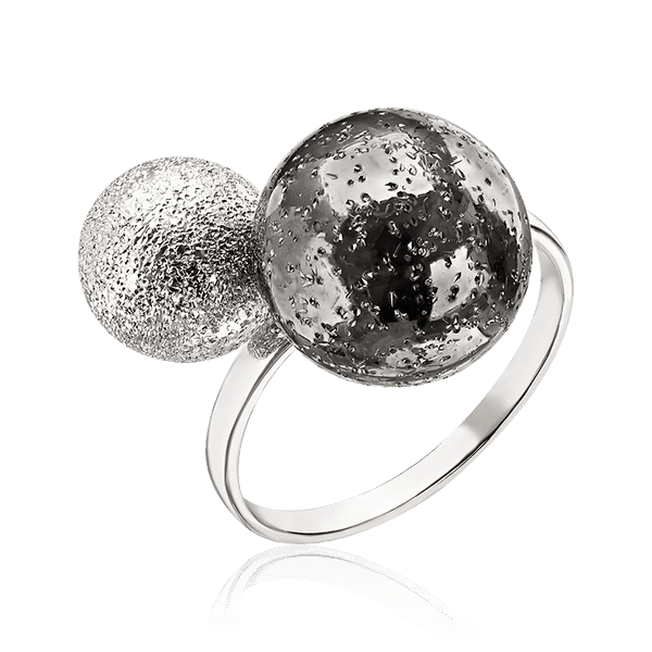 Серебряное кольцо Два шарика текстурные в стиле Dior 034711 детальное изображение ювелирного изделия Серебряные кольца Серебряное кольцо Два шарика текстурные в стиле Dior 034711 детальное изображение ювелирного изделия Серебряные кольца