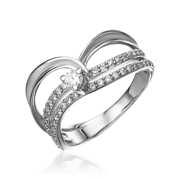 Нежное серебряное кольцо с блестящими фианитами 035004 детальное изображение ювелирного изделия Серебряные кольца Нежное серебряное кольцо с блестящими фианитами 035004 детальное изображение ювелирного изделия Серебряные кольца