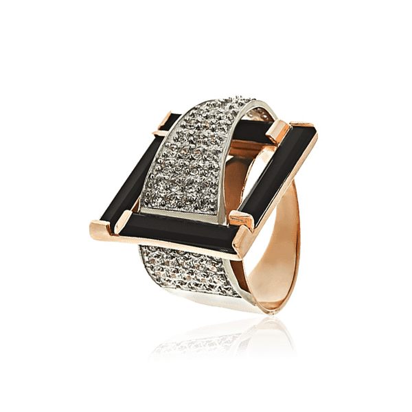 Золотое кольцо с агатом и россыпью фианитов 028643 детальное изображение ювелирного изделия Золотые кольца с агатом Золотое кольцо с агатом и россыпью фианитов 028643 детальное изображение ювелирного изделия Золотые кольца с агатом