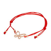 обзорное фото Браслет красная нить с золотом Бабочка с фианитами 032325 Красная нить с золотом обзорное фото Браслет красная нить с золотом Бабочка с фианитами 032325  Красная нить с золотом