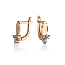 обзорное фото Золотые серьги с фианитами 025754  Серьги с камнями