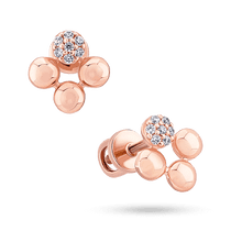 обзорное фото Серьги-пусеты в красном золоте с 4 шариками и фианитами 039516 Золотые серьги с фианитом обзорное фото Серьги-пусеты в красном золоте с 4 шариками и фианитами 039516  Золотые серьги с фианитом