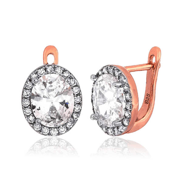 Позолоченные серьги с фианитами английский замок 031113 детальное изображение ювелирного изделия Серьги с позолотой Позолоченные серьги с фианитами английский замок 031113 детальное изображение ювелирного изделия Серьги с позолотой