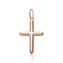 обзорное фото Золотой декоративный крестик гладкий 029574 Детский золотой крестик обзорное фото Золотой декоративный крестик гладкий 029574  Детский золотой крестик