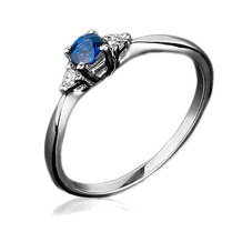 обзорное фото Кольцо из белого золота с сапфиром и бриллиантами 1093/1 Золотые кольца с сапфиром обзорное фото Кольцо из белого золота с сапфиром и бриллиантами 1093/1  Золотые кольца с сапфиром