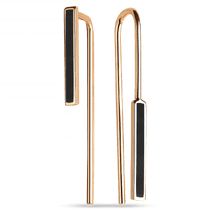 обзорное фото Серьги каффы с черной эмалью в красном золоте 585 пробы 039523 Золотые серьги с эмалью обзорное фото Серьги каффы с черной эмалью в красном золоте 585 пробы 039523  Золотые серьги с эмалью