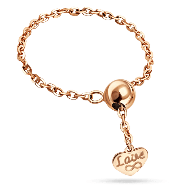 Эксклюзивное кольцо цепочка Love с сердцем и шариком в красном золоте 039894 детальное изображение ювелирного изделия Золотые кольца без вставок Эксклюзивное кольцо цепочка Love с сердцем и шариком в красном золоте 039894 детальное изображение ювелирного изделия Золотые кольца без вставок
