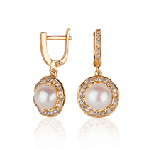 обзорное фото Золотые серьги с жемчугом 512556 Золотые серьги с жемчугом обзорное фото Золотые серьги с жемчугом 512556  Золотые серьги с жемчугом