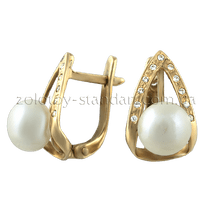 оглядове фото Золоті сережки з перлами 587324