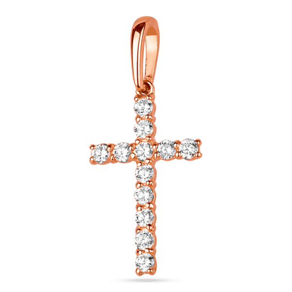 Золотой декоративный крестик с фианитами 035839 детальное изображение ювелирного изделия Декоративные золотые крестики