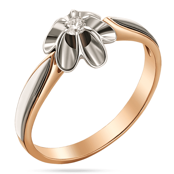 Кольцо Flowers с белым бриллиантом в красном и белом цвете 039780 детальное изображение ювелирного изделия Золотые кольца с бриллиантами Кольцо Flowers с белым бриллиантом в красном и белом цвете 039780 детальное изображение ювелирного изделия Золотые кольца с бриллиантами