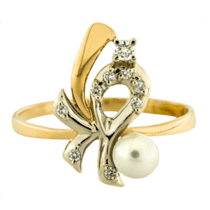 обзорное фото Кольцо с жемчугом 750241  Золотые кольца с жемчугом
