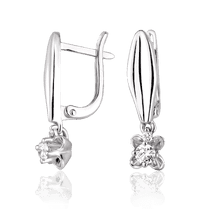 оглядове фото Золоті сережки з білого золота з діамантами 025377