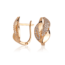 обзорное фото Золотые серьги с цирконом 030554 Золотые серьги с фианитом обзорное фото Золотые серьги с цирконом 030554  Золотые серьги с фианитом