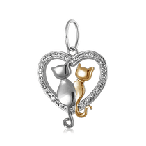 обзорное фото Серебряный кулон Влюбленные коты 025163 Серебряные подвески со вставками обзорное фото Серебряный кулон Влюбленные коты 025163  Серебряные подвески со вставками