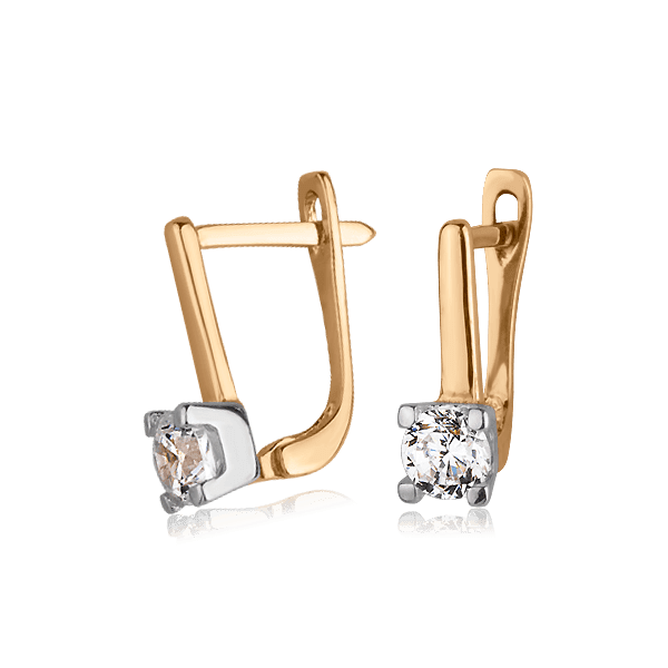 Золотые серьги с фианитом 025751 детальное изображение ювелирного изделия Серьги с камнями