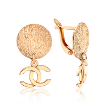 обзорное фото Модные золотые серьги текстурный круг 036782 Золотые серьги обзорное фото Модные золотые серьги текстурный круг 036782  Золотые серьги