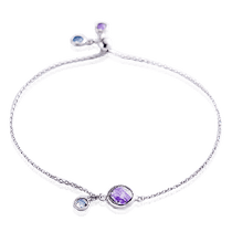 обзорное фото Браслет на руку из белого золота с топазом и аметистом 032923 Золотые браслеты обзорное фото Браслет на руку из белого золота с топазом и аметистом 032923  Золотые браслеты