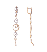 обзорное фото Золотые серьги-подвески с фианитами 026480 Золотые серьги с фианитом обзорное фото Золотые серьги-подвески с фианитами 026480  Золотые серьги с фианитом