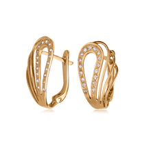 обзорное фото Золотые серьги с цирконием 568835  Золотые серьги с фианитом