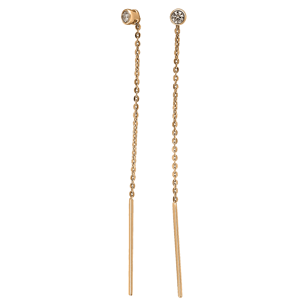 Золотые серьги протяжки длинные с завальцованым фианитом 032030 детальное изображение ювелирного изделия Золотые серьги с фианитом Золотые серьги протяжки длинные с завальцованым фианитом 032030 детальное изображение ювелирного изделия Золотые серьги с фианитом