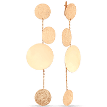 обзорное фото Золотые длинные вечерние серьги без вставок 038146 Золотые длинные серьги обзорное фото Золотые длинные вечерние серьги без вставок 038146  Золотые длинные серьги