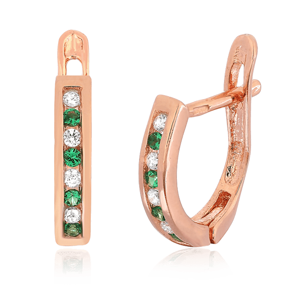 Серебряные серьги с фианитами 024876 детальное изображение ювелирного изделия Серьги с позолотой