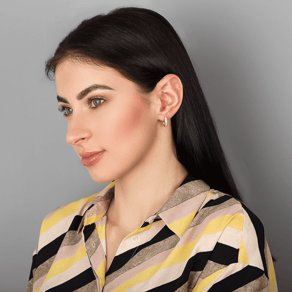 Золотые серьги дорожки с фианитами с английской застежкой 030732 Золотые серьги дорожки с фианитами с английской застежкой 030732