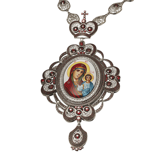 Архиерейская Панагия серебряная с эмалью и фианитами 034018 детальное изображение ювелирного изделия Серебряные колье Архиерейская Панагия серебряная с эмалью и фианитами 034018 детальное изображение ювелирного изделия Серебряные колье