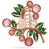 обзорное фото Яркая золотая брошка с улекситом и фианитами Весеннее настроение 033753 Золотые броши обзорное фото Яркая золотая брошка с улекситом и фианитами Весеннее настроение 033753  Золотые броши