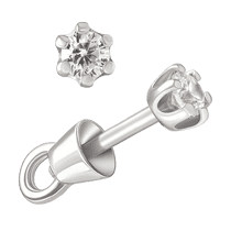 обзорное фото Пуссеты в белом золоте с большим камешком фианит в крапановой оправе 040333 Золотые серьги с фианитом обзорное фото Пуссеты в белом золоте с большим камешком фианит в крапановой оправе 040333  Золотые серьги с фианитом