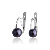 обзорное фото Серьги из белого золота с жемчугом и бриллиантами 023106 Золотые серьги с жемчугом обзорное фото Серьги из белого золота с жемчугом и бриллиантами 023106  Золотые серьги с жемчугом