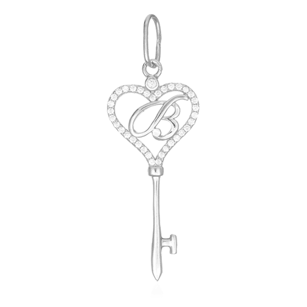 Серебряный кулон-ключ с буквой "В" с фианитами 024770 детальное изображение ювелирного изделия Серебряные подвески буквы Серебряный кулон-ключ с буквой "В" с фианитами 024770 детальное изображение ювелирного изделия Серебряные подвески буквы