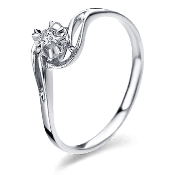 Каблучка для заручин з діамантом із білого золота 024526 детальне зображення ювелірного виробу