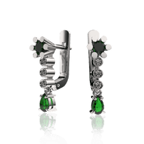 обзорное фото Золотые серьги с бриллиантами и изумрудами 030342 Золотые серьги с изумрудами обзорное фото Золотые серьги с бриллиантами и изумрудами 030342  Золотые серьги с изумрудами