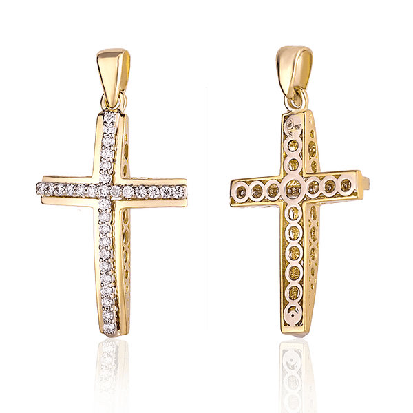 Золотой крестик с бриллиантами 025392 детальное изображение ювелирного изделия Золотые крестики Золотой крестик с бриллиантами 025392 детальное изображение ювелирного изделия Золотые крестики