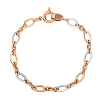 обзорное фото Браслет из комбинированного золота с большими звеньями 032304 Женские золотые браслеты обзорное фото Браслет из комбинированного золота с большими звеньями 032304  Женские золотые браслеты